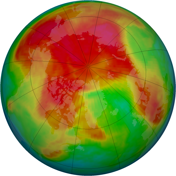 Arctic ozone map for 18 March 1985